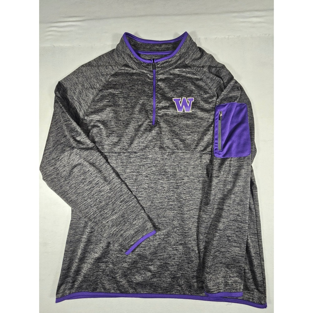 Stadium Athletics Washington Huskies Mens XL Quarter Zip Pullover Gray Purple